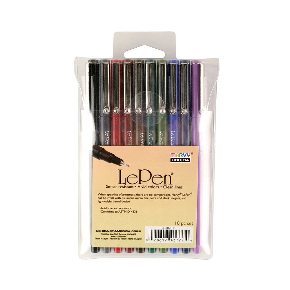LePen Micro-Fine Point Pen, Dark, 10 Colors. Picture 1