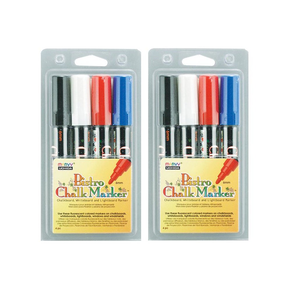 Broad Point Chalk Marker Broad Tip Set 4C, Basic Colors, 4 Per Pack, 2 Packs. Picture 1