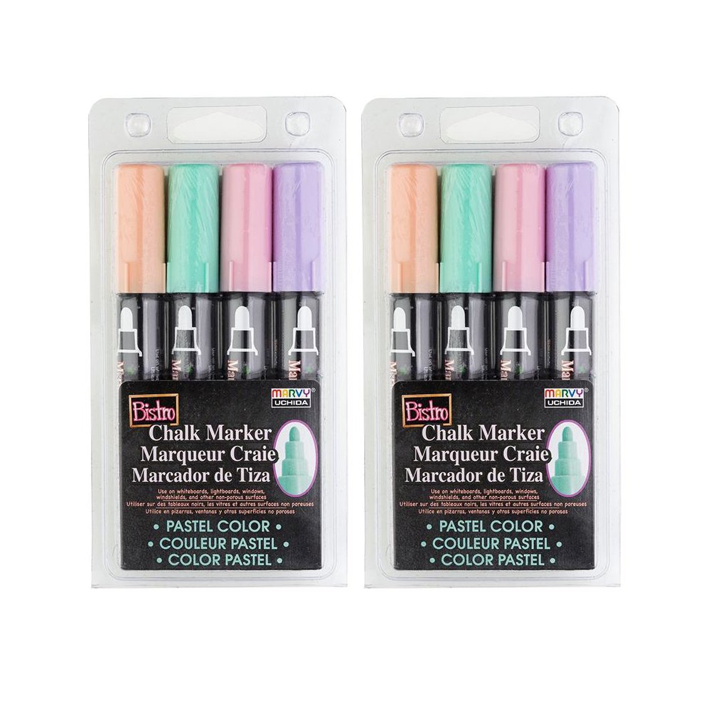 Bistro Chalk Markers, Broad Tip, 4 Per Pack, 2 Packs. Picture 1