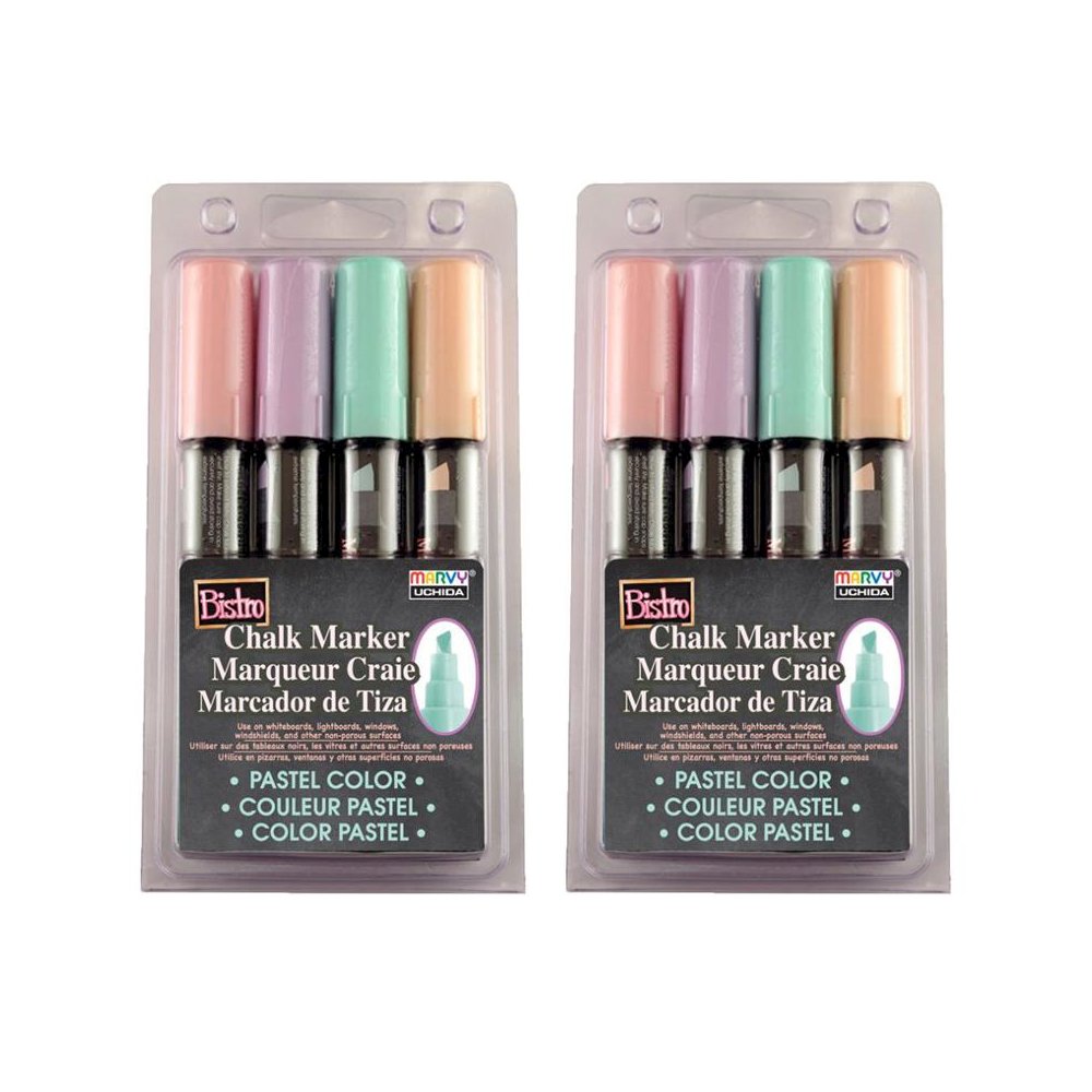 Bistro Chalk Markers, Chisel Tip 4-Color Set, 2 Sets. Picture 1