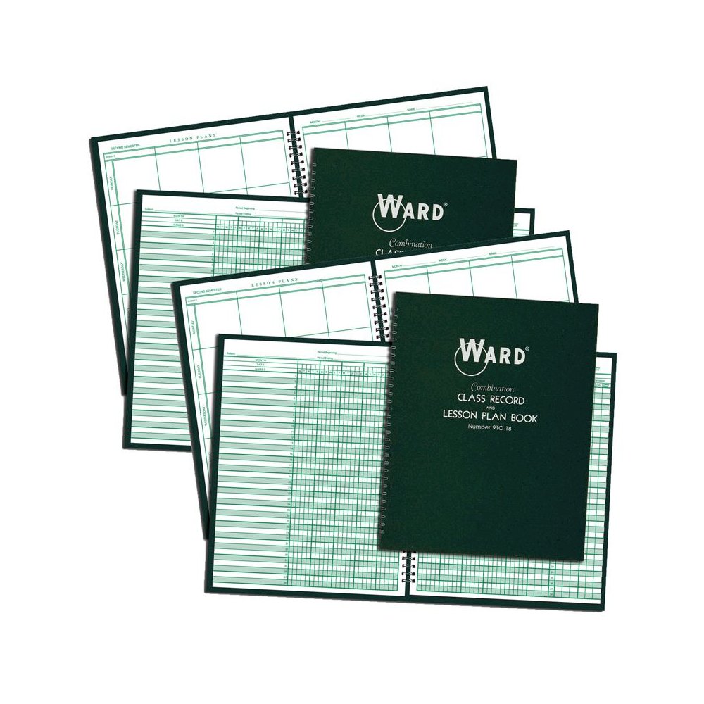 Combination 9-10 Week Class Record + 8 Period Lesson Plan Book, Pack of 2. Picture 1