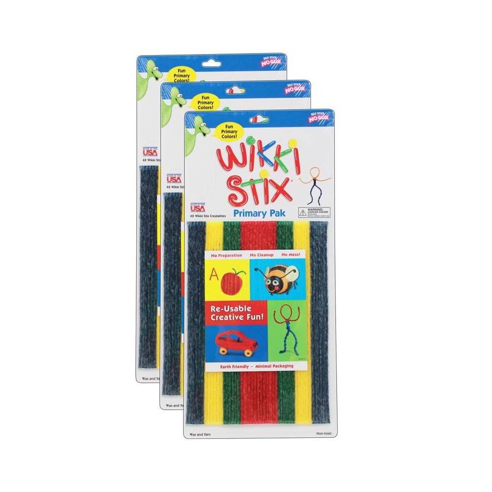 Wikki Stix, Primary Colors, 8", 48 Per Pack, 3 Packs. Picture 1