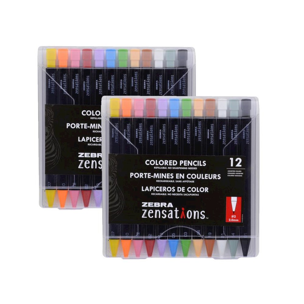 Refillable Mechanical Colored Pencils, 12 Per Pack, 2 Packs. Picture 1