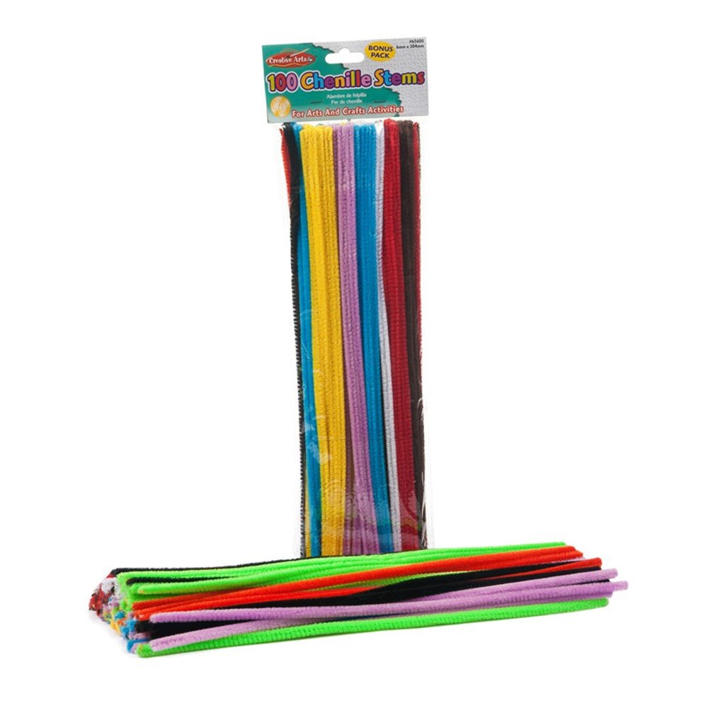 Chenille Stems, Jumbo Fluffy Thick Stem, 6mm x 12", 100 Per Pack, 12 Packs. Picture 1