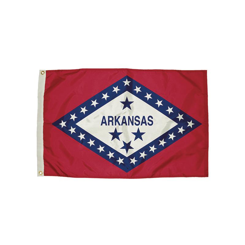 3X5 NYLON ARKANSAS FLAG HEADING & GROMMETS. Picture 1