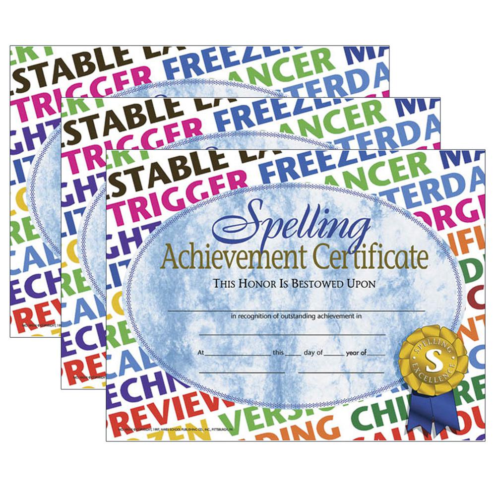 Spelling Achievement Certificate, 30 Per Pack, 3 Packs. Picture 1