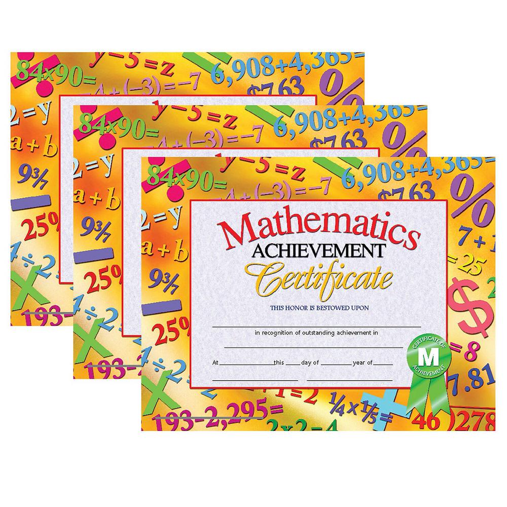 Mathematics Achievement Certificate, 30 Per Pack, 3 Packs. Picture 1