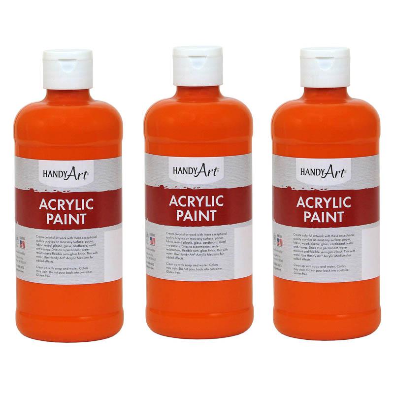 Acrylic Paint 16 oz, Chrome Orange, Pack of 3. Picture 1