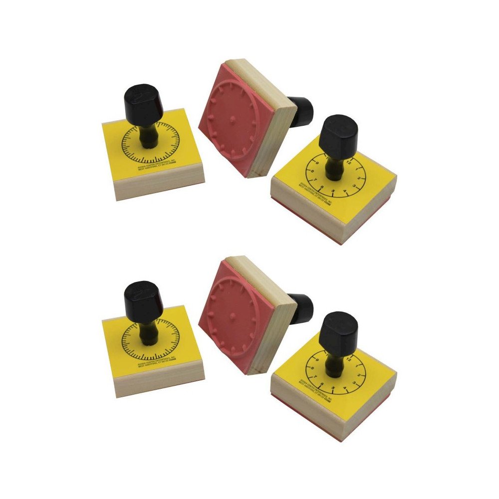 Clock Stamp Set, 3 Per Set, 2 Sets. Picture 1