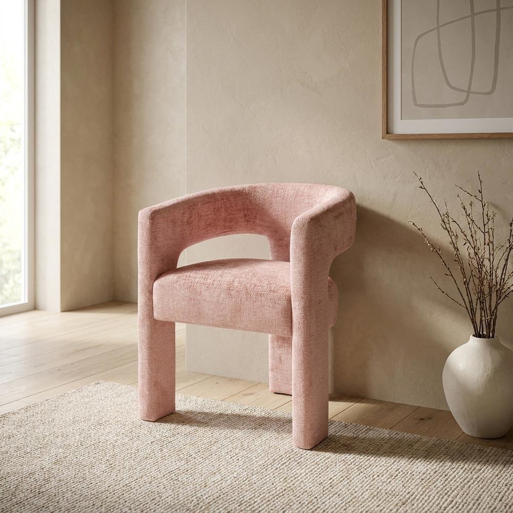 Jacquard Sculpture Accent Chair for Living Room or Bedroom, Pink. Picture 3
