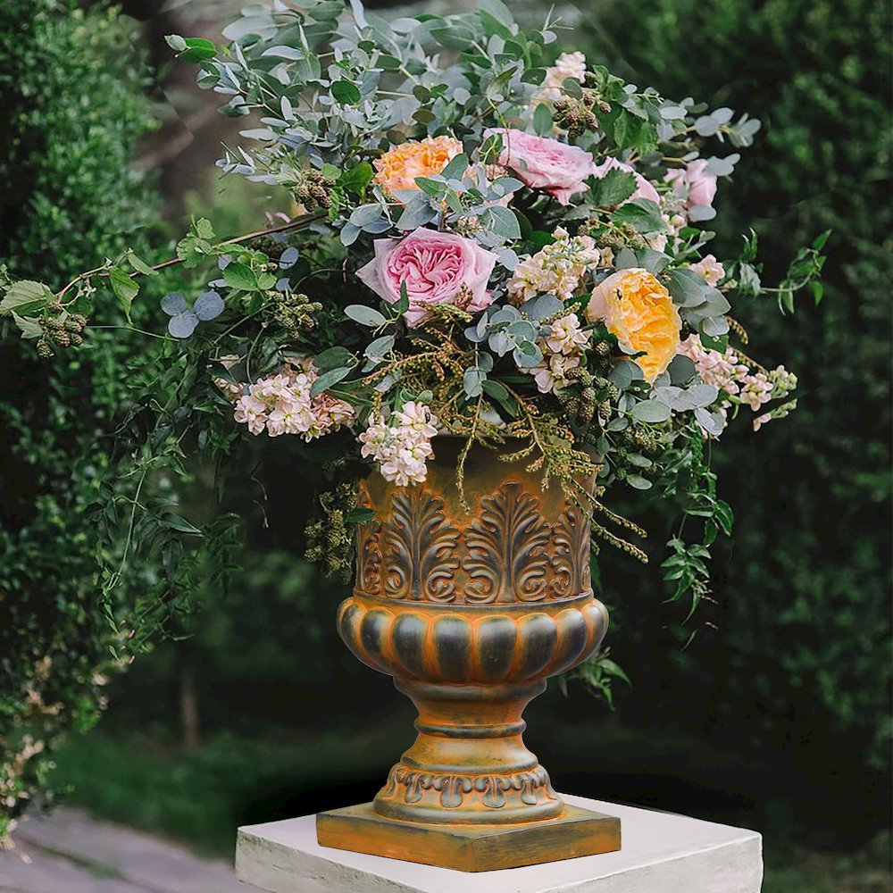 Weathered Brown Decorative MgO Urn Planter. Picture 5