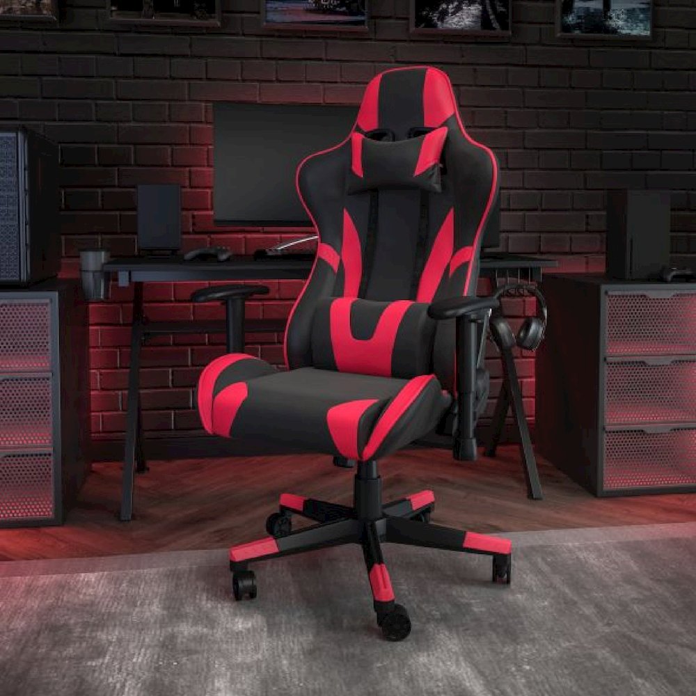 X20 Gaming Chair Racing Office Ergonomic Computer PC Adjustable Swivel Chair with Fully Reclining Back in Red LeatherSoft. Picture 2
