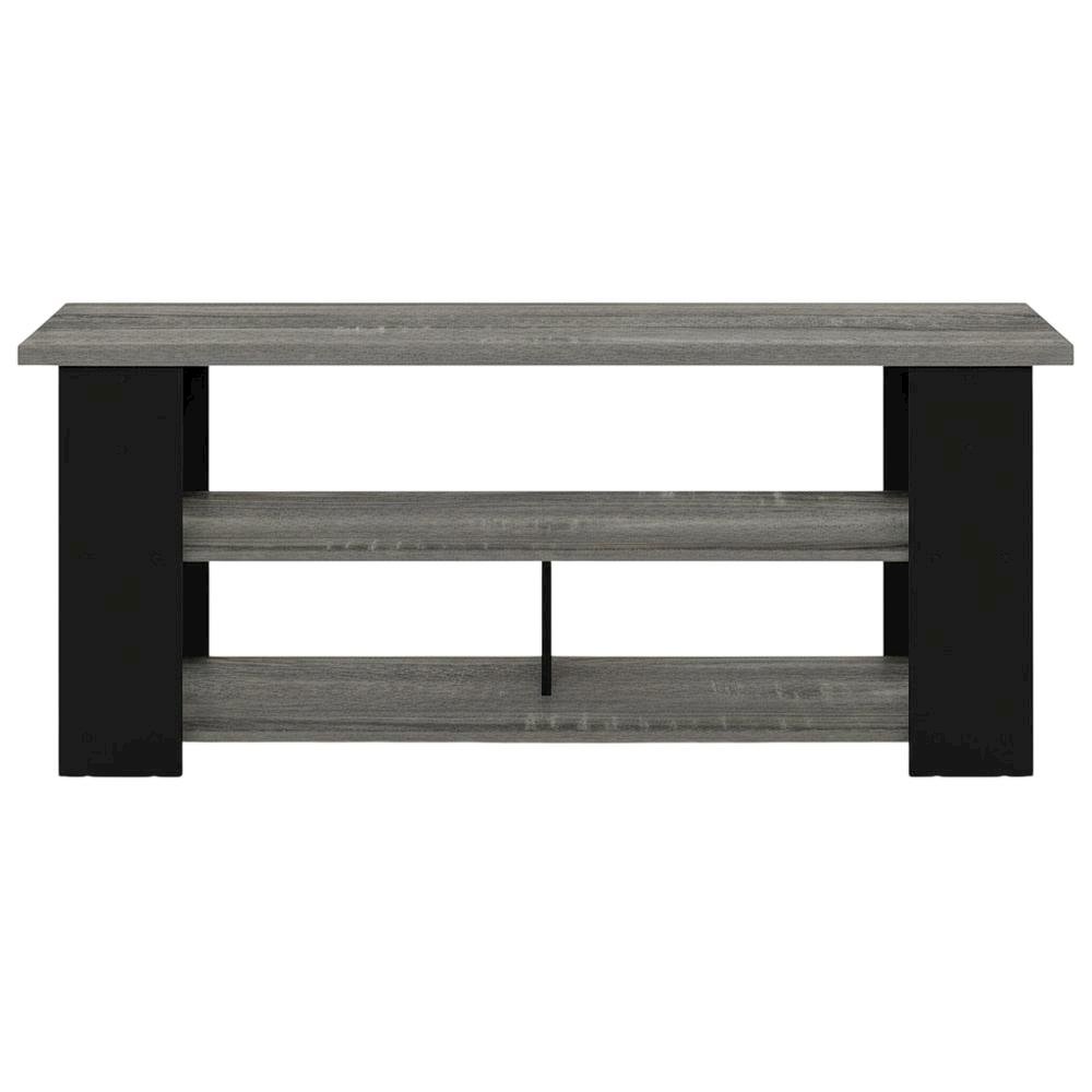 Wooden TV stand, up to 50-inch screens, modern French oak grey, black finish. Picture 3
