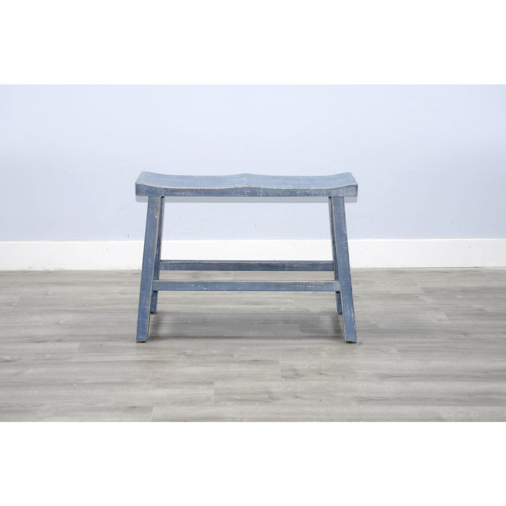 Ocean Blue Counter Bench, Wood Seat. Picture 2