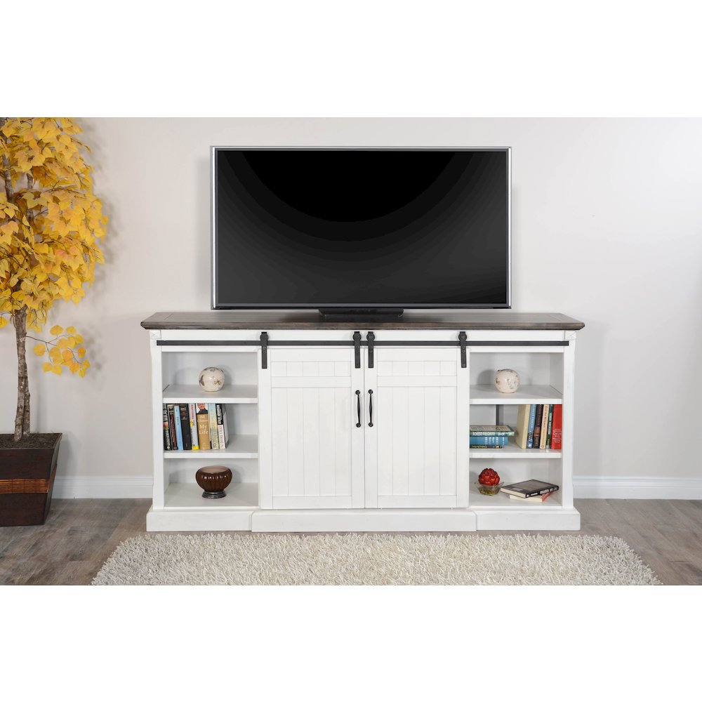 78" Barn Door Media Console with Electric Fireplace. Picture 2