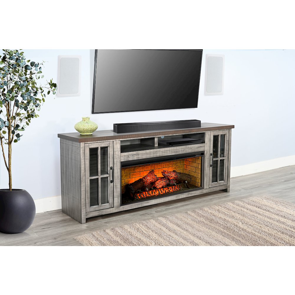 76" Media Console with Electric Fireplace. Picture 2