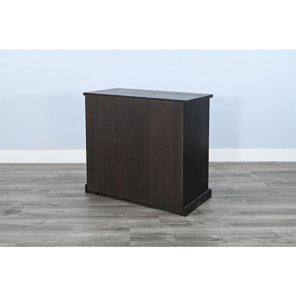 Elena Small Black Wood Cabinet with Arched Glass Doors. Picture 6