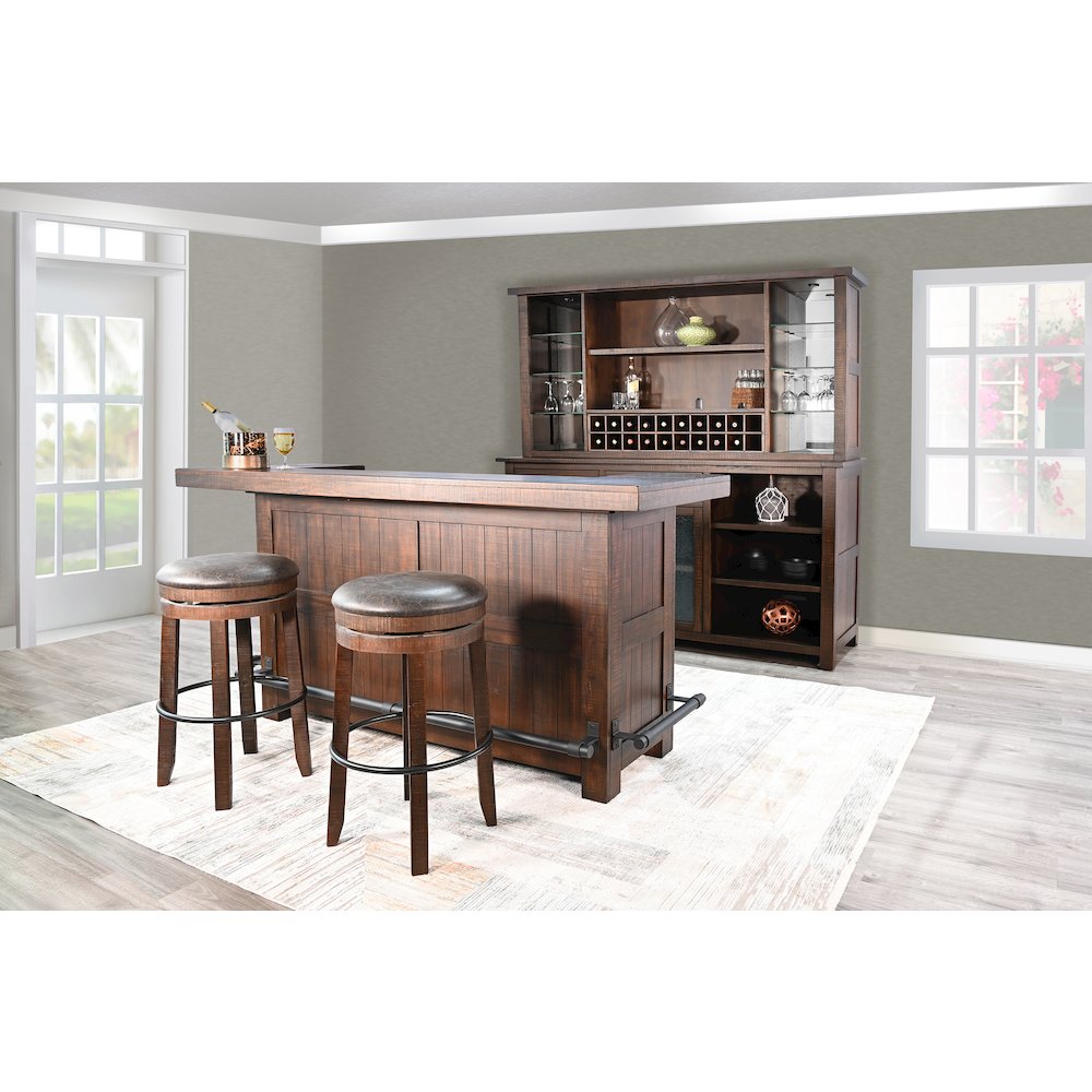 80" Traditional Wood Home Bar with Stools. Picture 2
