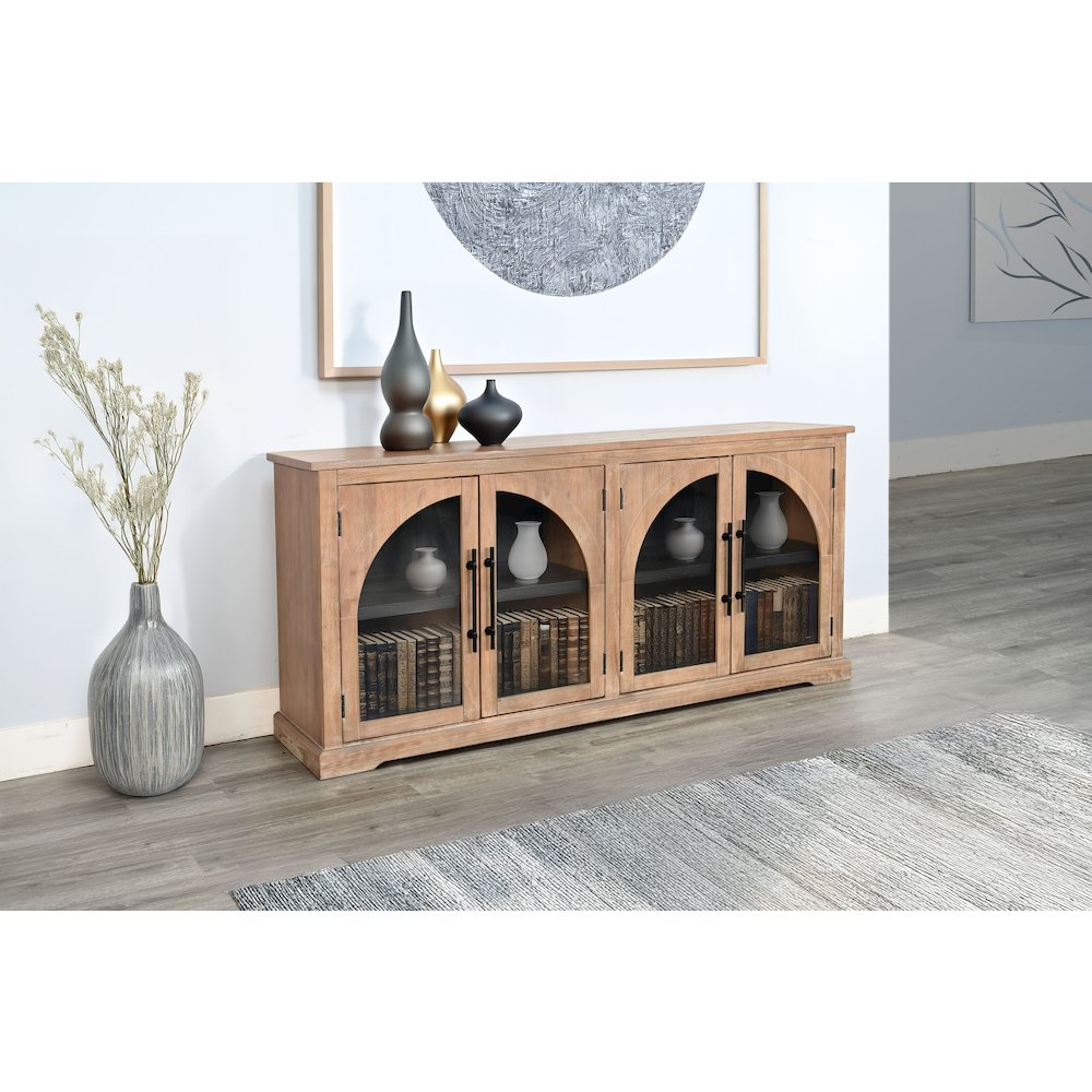 Elena Modern Wood Display Cabinet with Arched Glass Doors. Picture 2