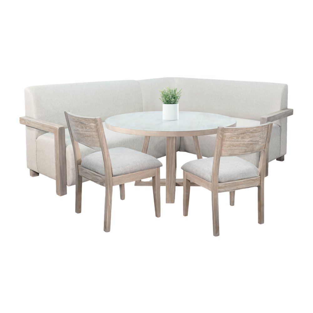 4-Piece Upholstered Dining Set with Round Table. Picture 1