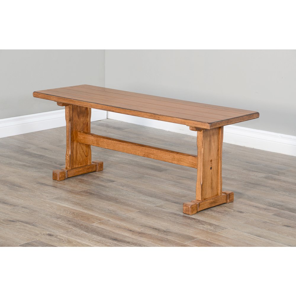 Rustic Trestle Dining Bench. Picture 4