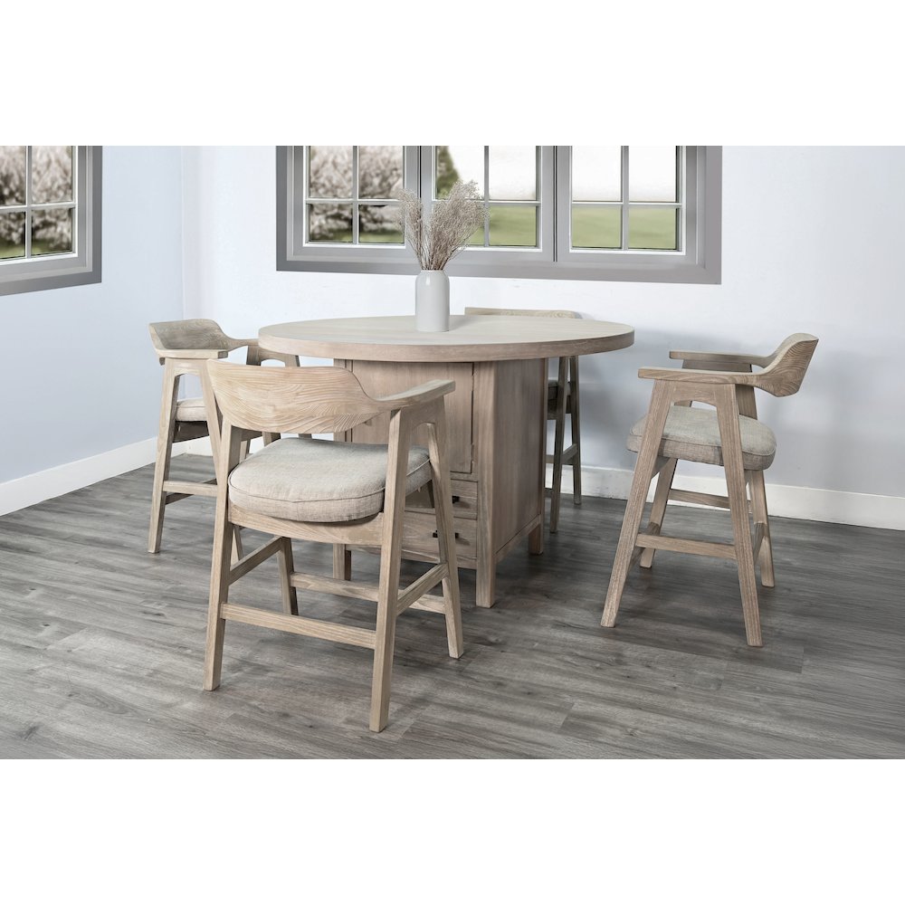 Round Dining Table with Built-in Storage Cabinet and Drawers. Picture 2