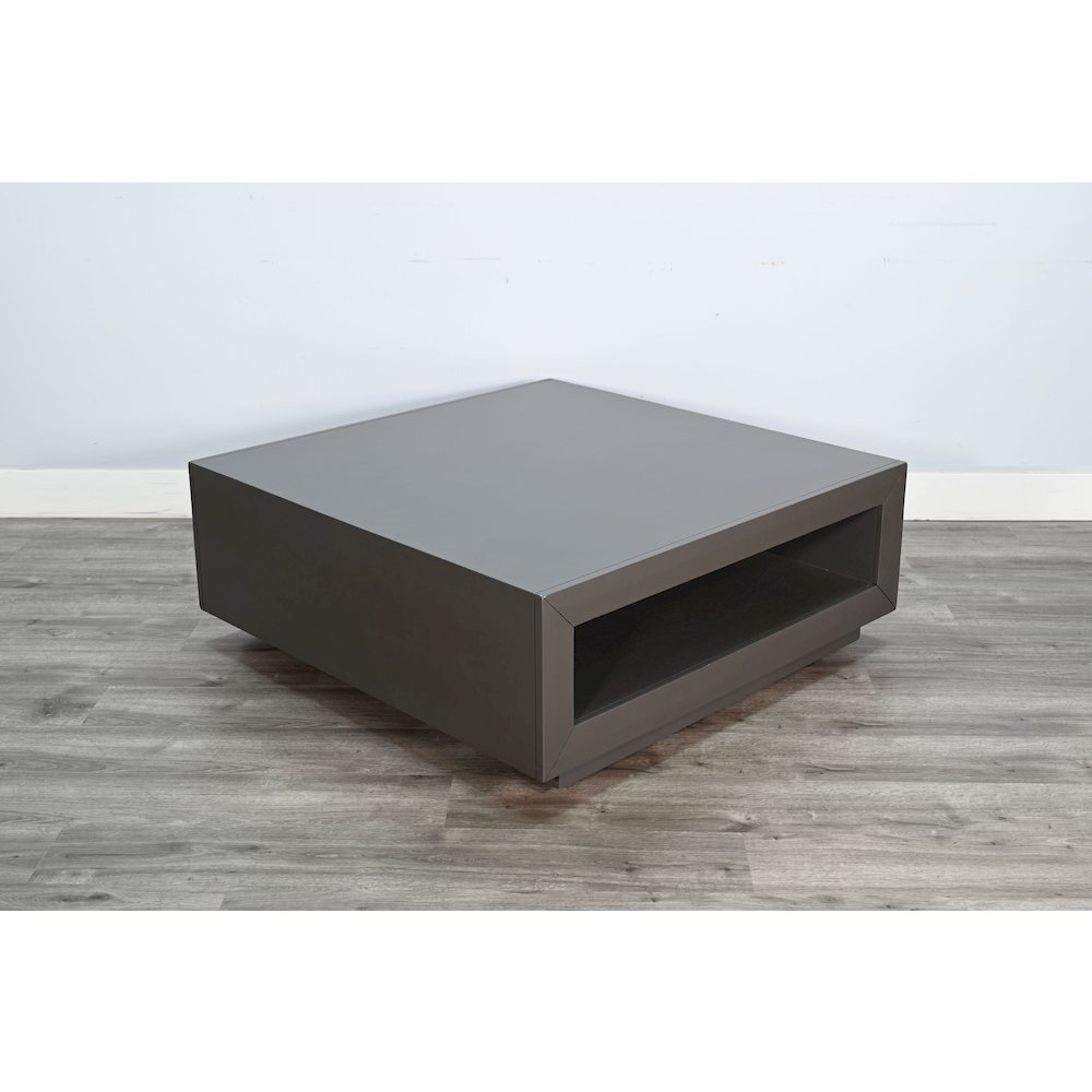Modern Square Coffee Table with Open Storage, Urban Bronze. Picture 4