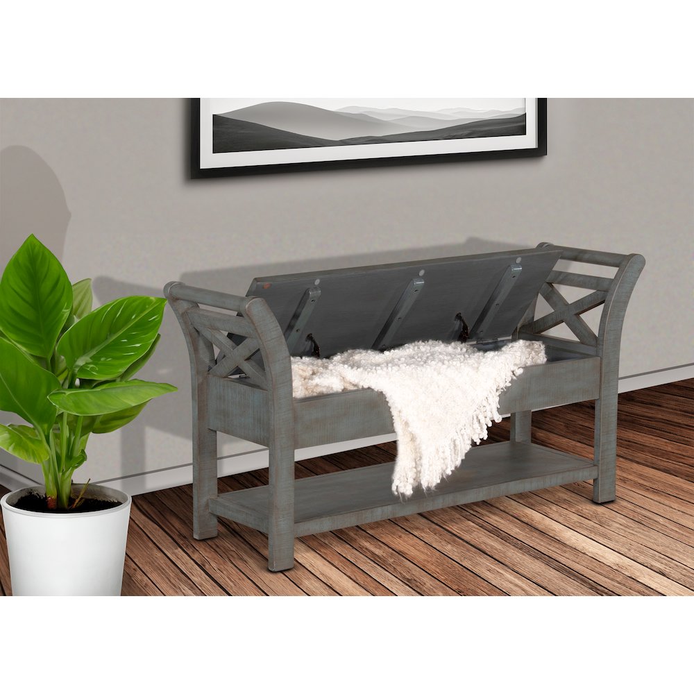 48" Accent Bench withStorage, Little Boy Blue. Picture 2