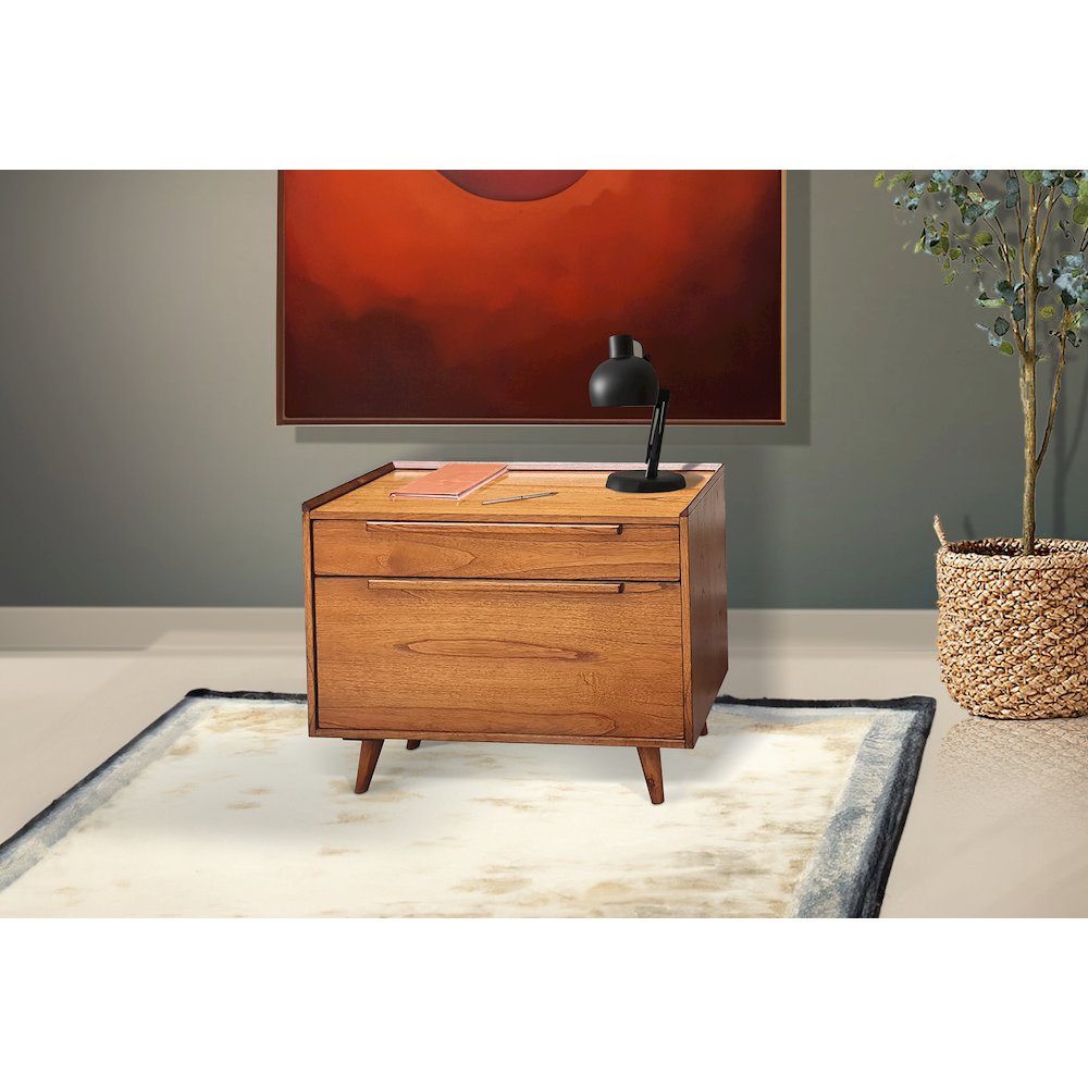 Sunny Desigsn Mid-Century Lateral File Cabinet, Cinnamon. Picture 2