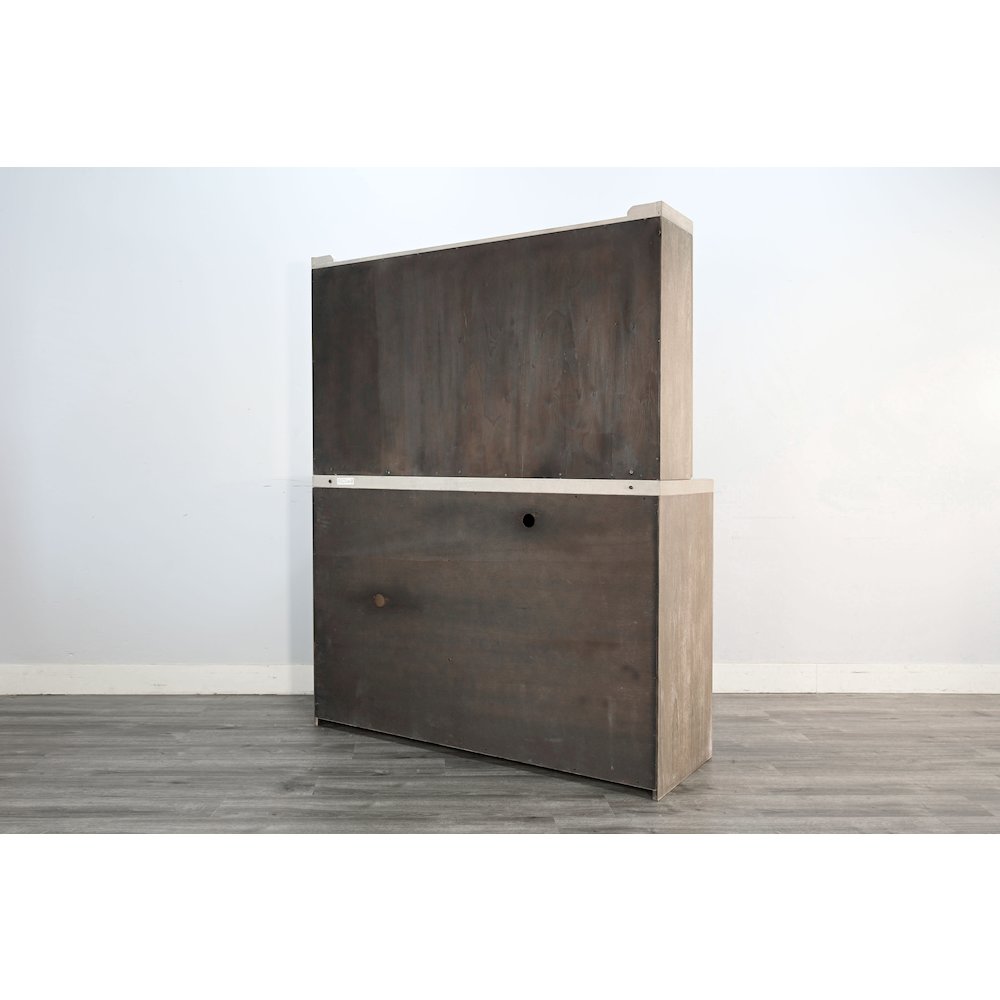 Rustic Wood Bar Cabinet with Hutch. Picture 6