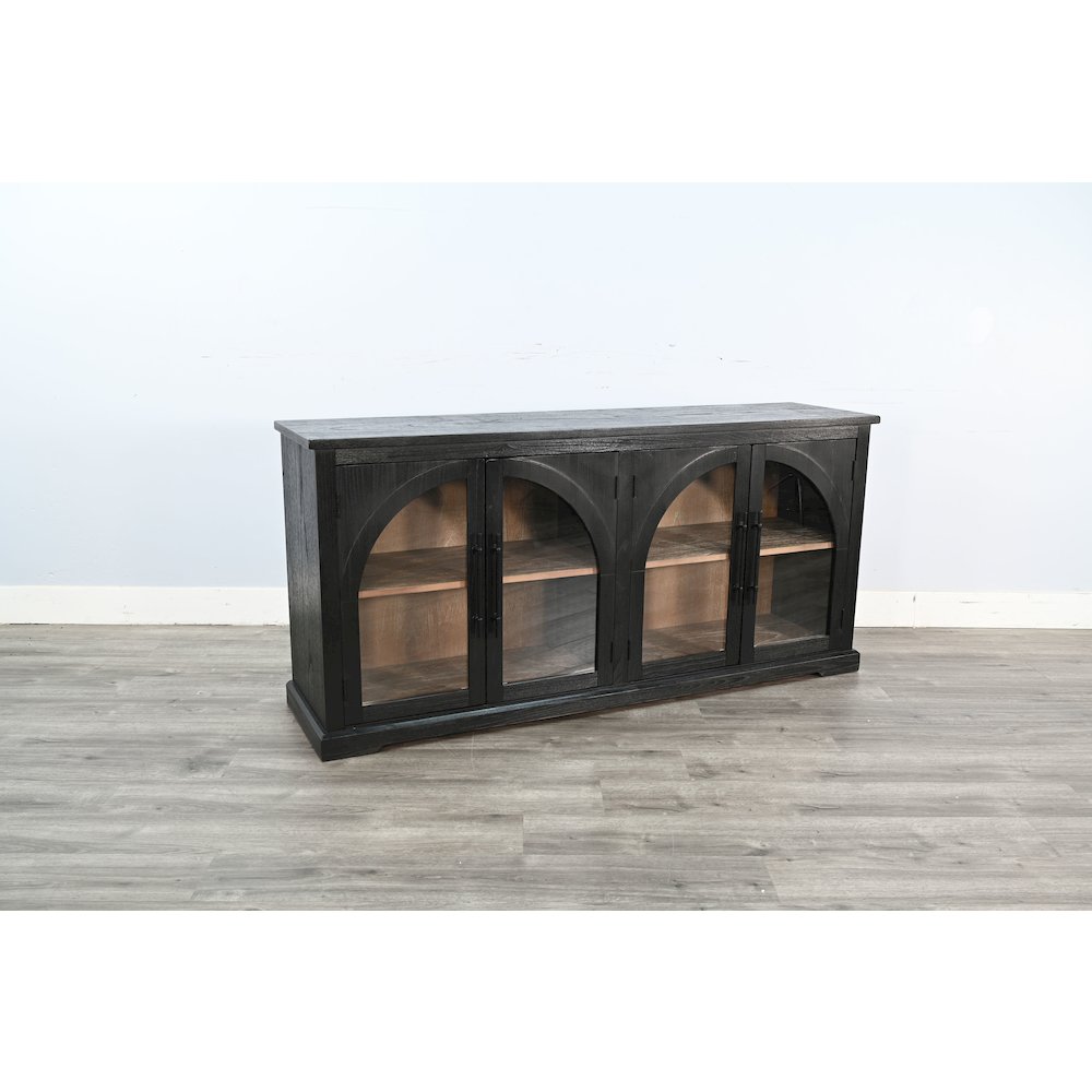 Elena Modern Black Wood Display Cabinet with Arched Glass Doors. Picture 3