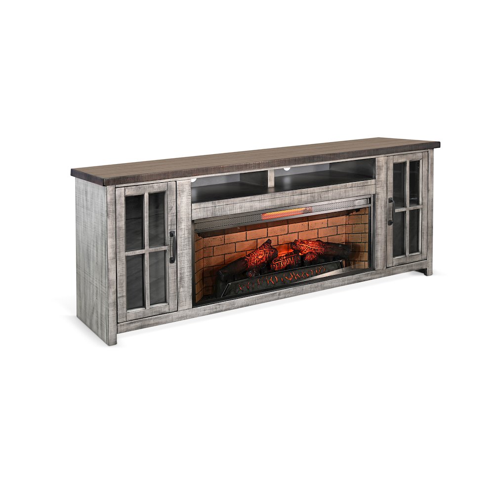 76" Media Console with Electric Fireplace. Picture 1