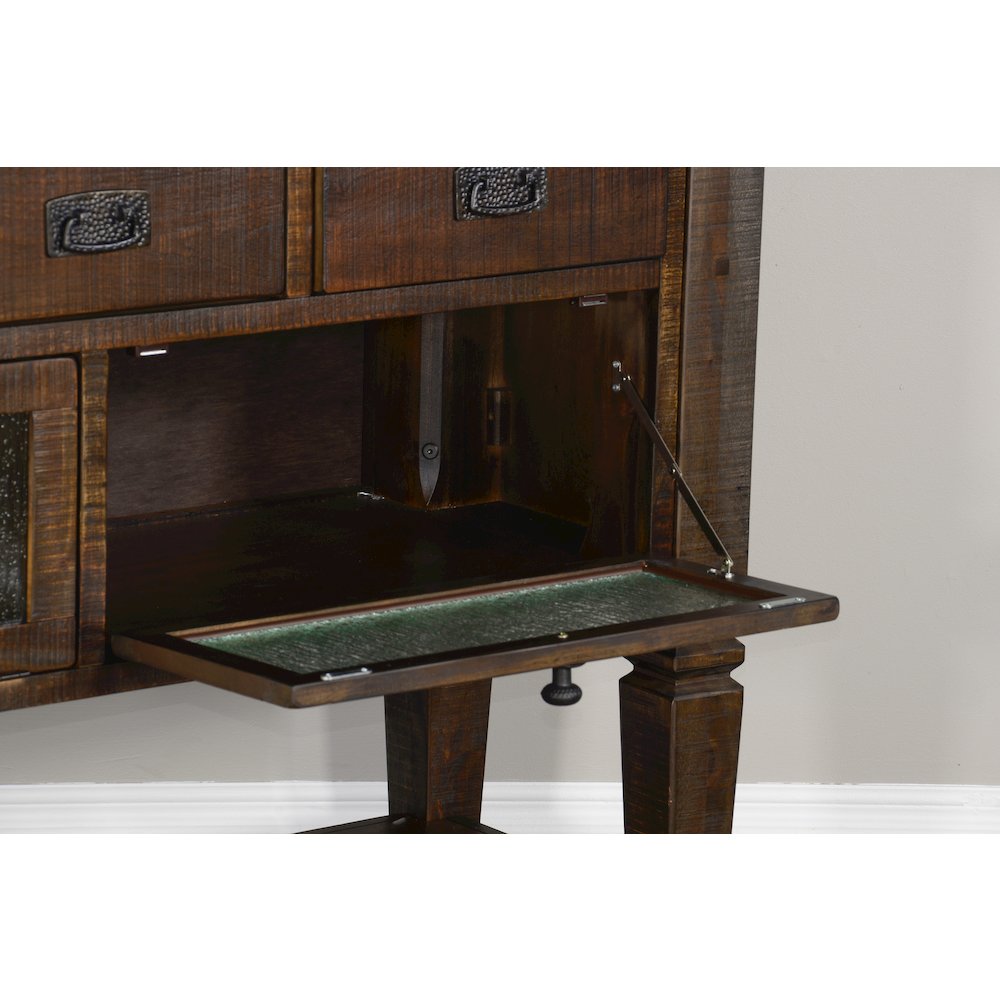 Homestead 54" Transitional Mahogany Wood Server in Tobacco Leaf. Picture 5