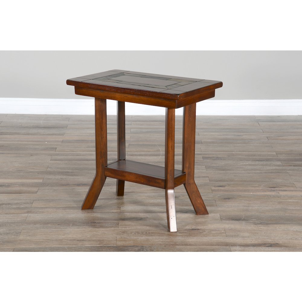 Santa Fe 25" Mahogany Wood Chair Side Table in Dark Chocolate. Picture 2