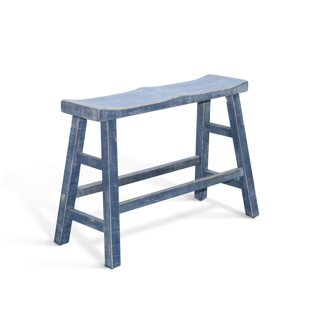 Ocean Blue Counter Bench, Wood Seat. Picture 1