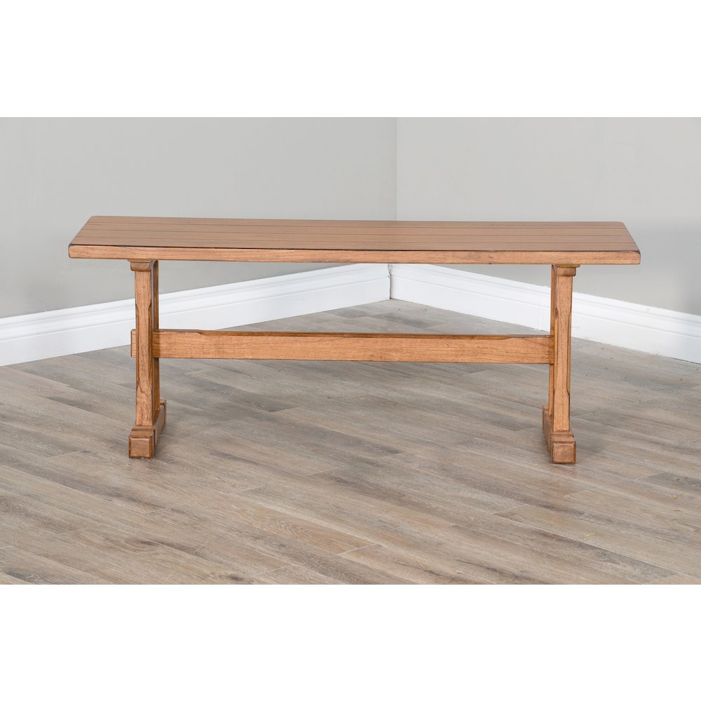 Rustic Trestle Dining Bench. Picture 2