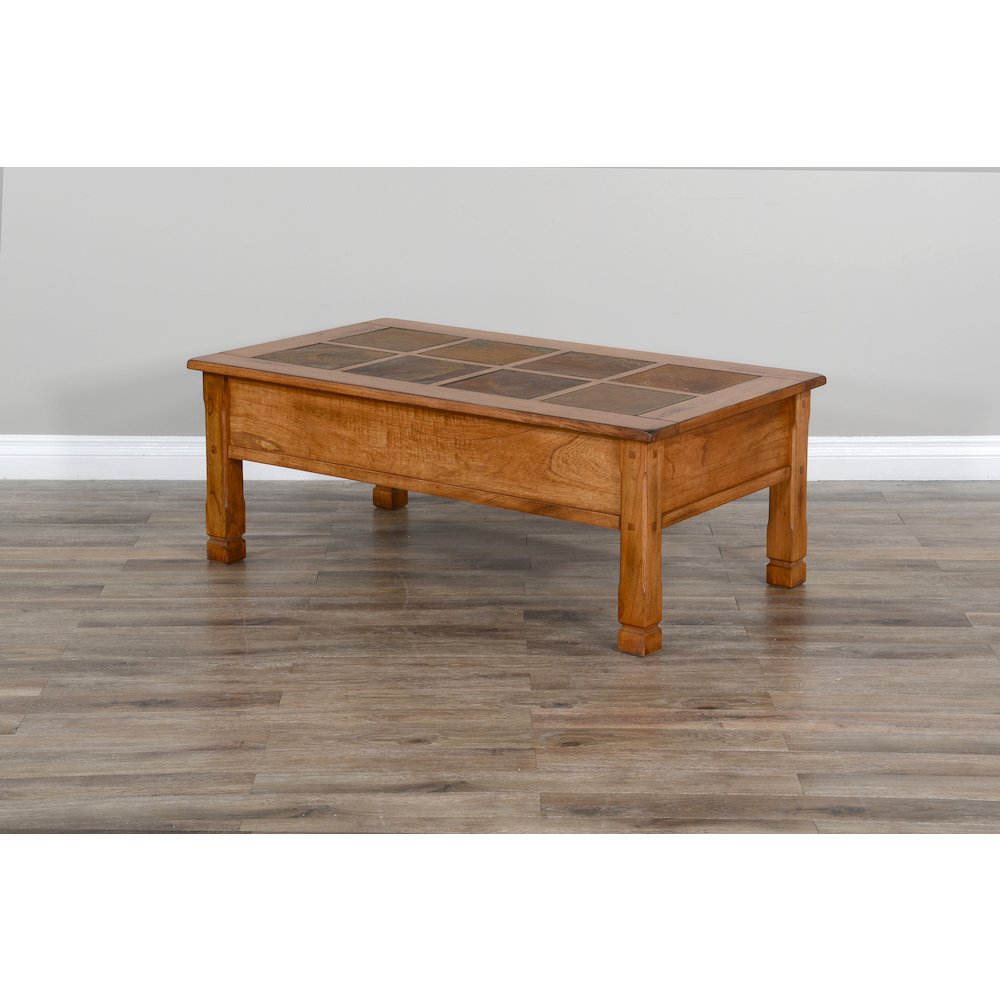 Sedona 49" Transitional Wood Coffee Table in Rustic Oak. Picture 4