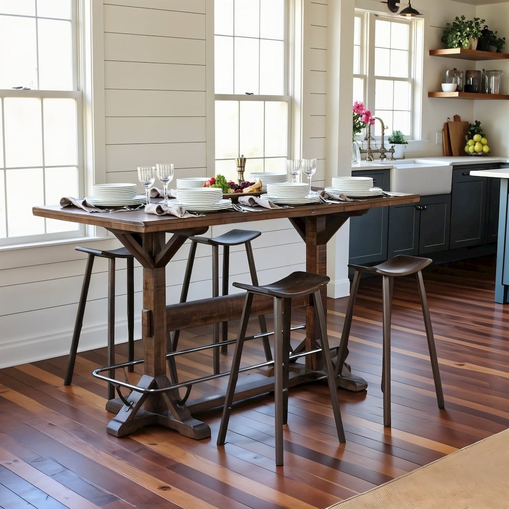 Brown Solid Wood Bar Table, High Top Counter Height Table for Dining Area. Picture 2