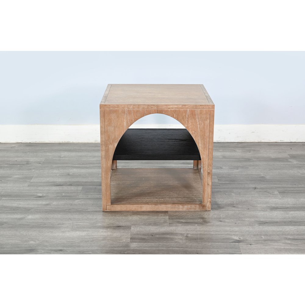 Modern Wood End Table with Arched Open Shelf Design. Picture 2