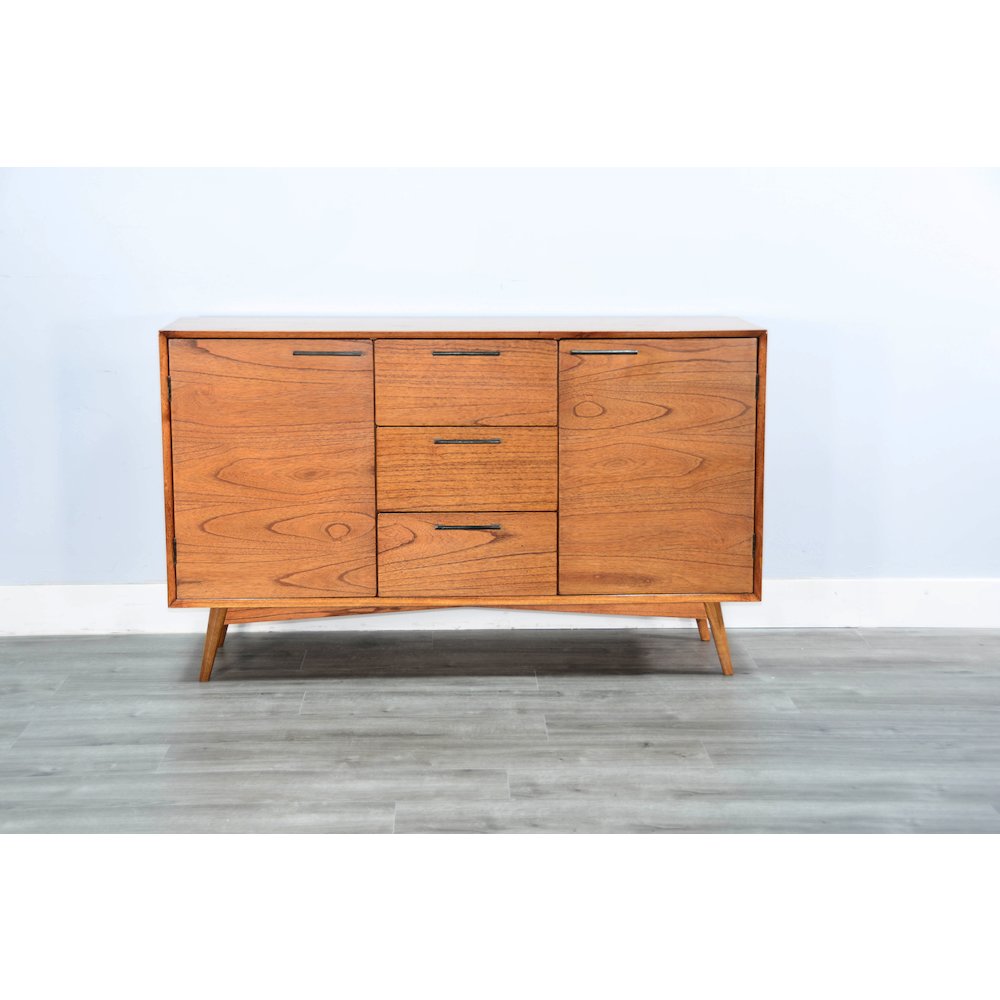 Mid-Century Modern Wood Sideboard Buffet, Cinnamon. Picture 3