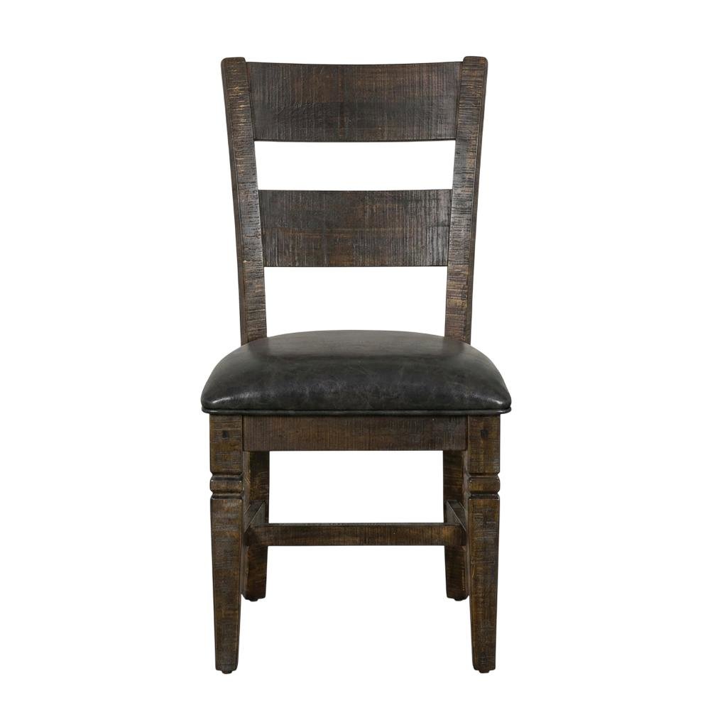 Dark Brown Ladderback Wood Dining Chairs Set of 2 with Transitional Style. Picture 5
