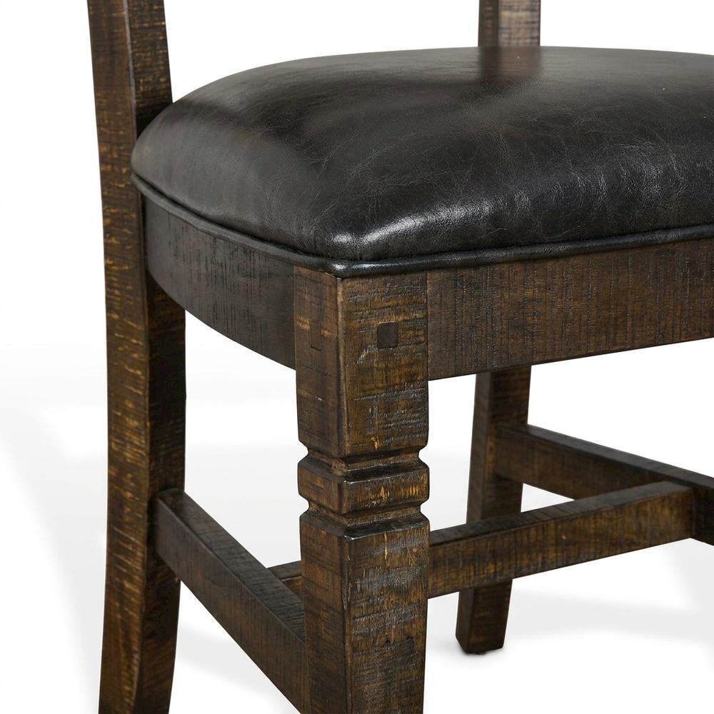 Dark Brown Ladderback Wood Dining Chairs Set of 2 with Transitional Style. Picture 6