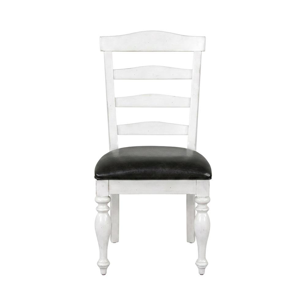 White Ladderback Dining Chairs Set of 2 with Farmhouse Style. Picture 6