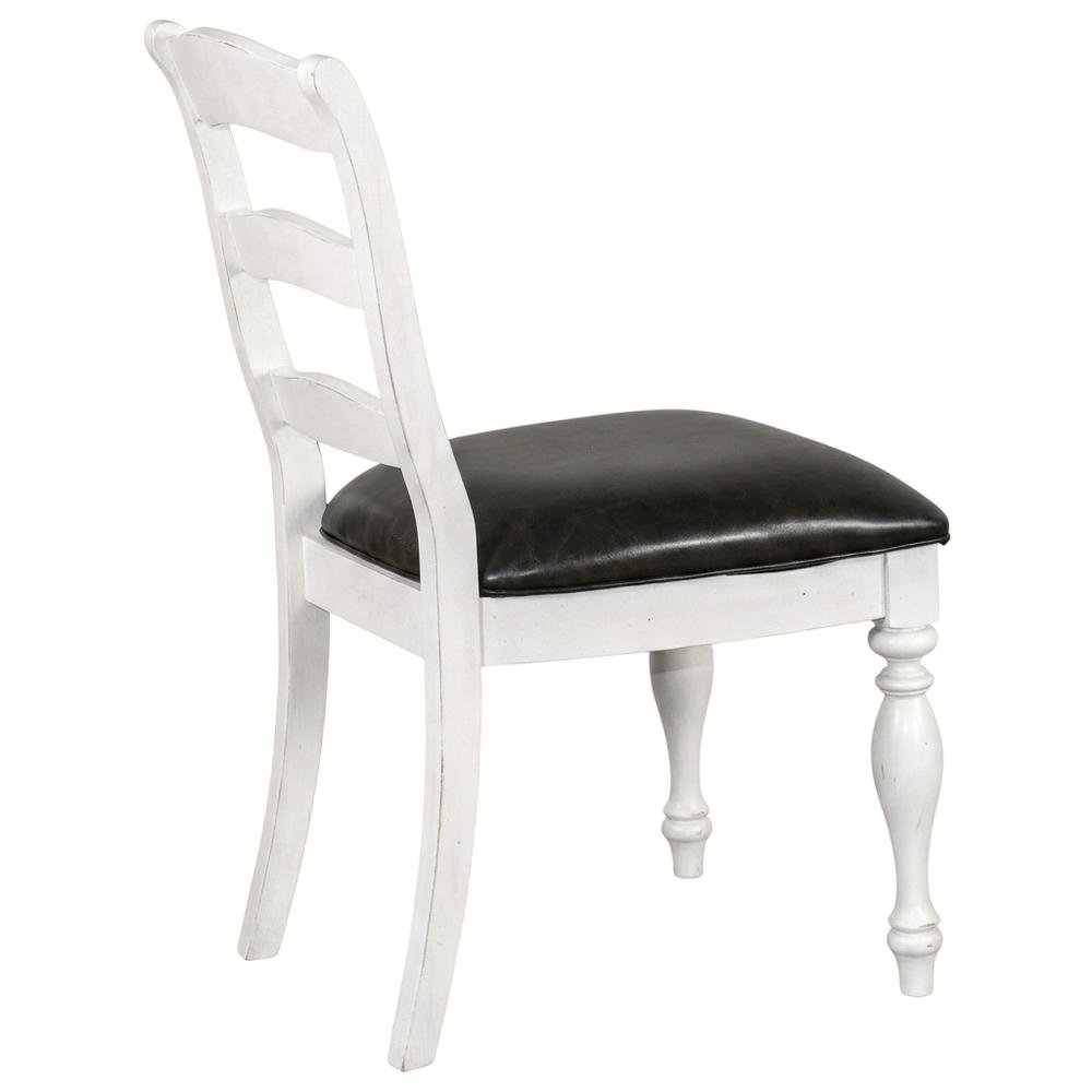 White Ladderback Dining Chairs Set of 2 with Farmhouse Style. Picture 5