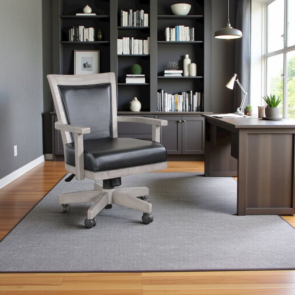 Gray Solid Wood Game Chair with Casters, Cushion Seat for Poker Table Chairs. Picture 3