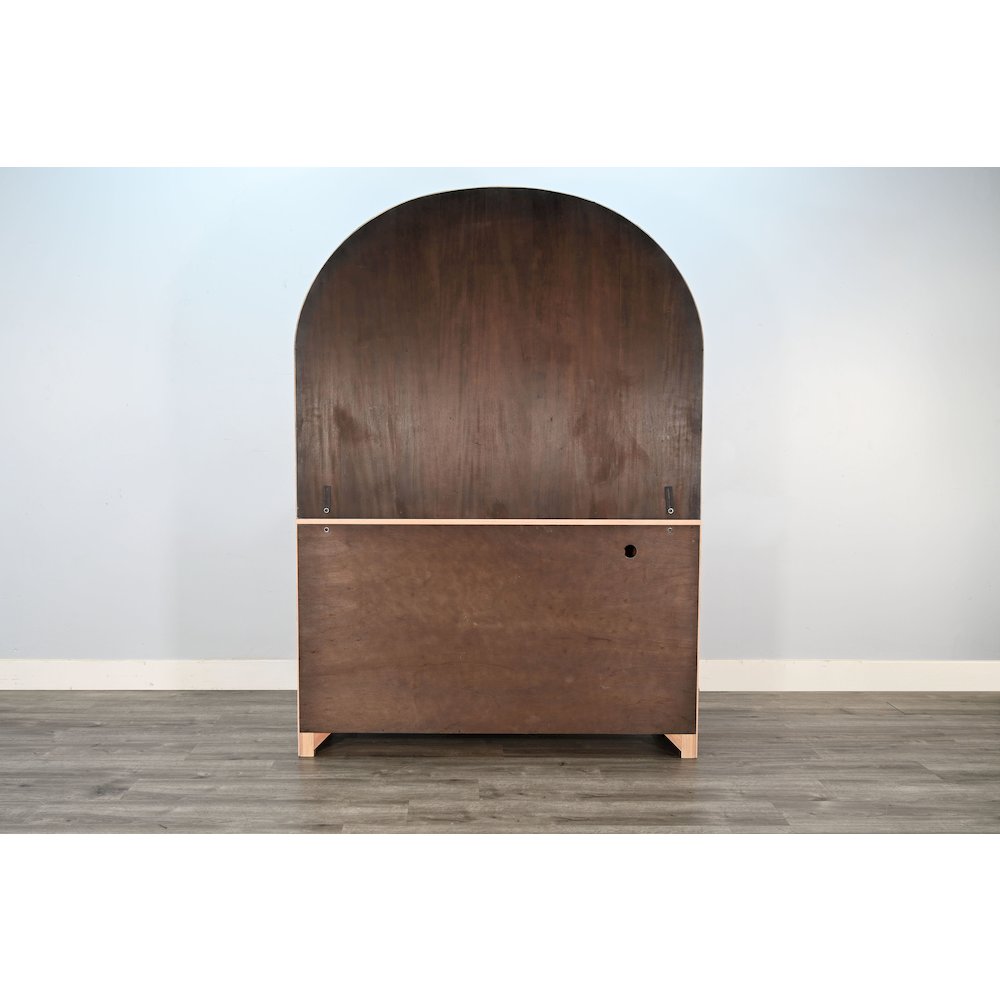 Arched Wood Bar Hutch with Glass Storage. Picture 6