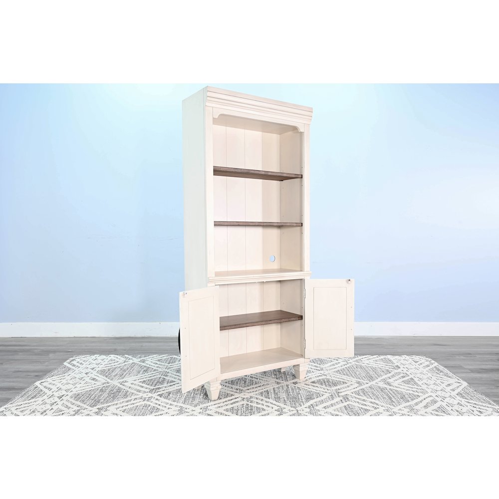white Two-Tone Wood Bookcase, Buckskin/Marble White. Picture 4