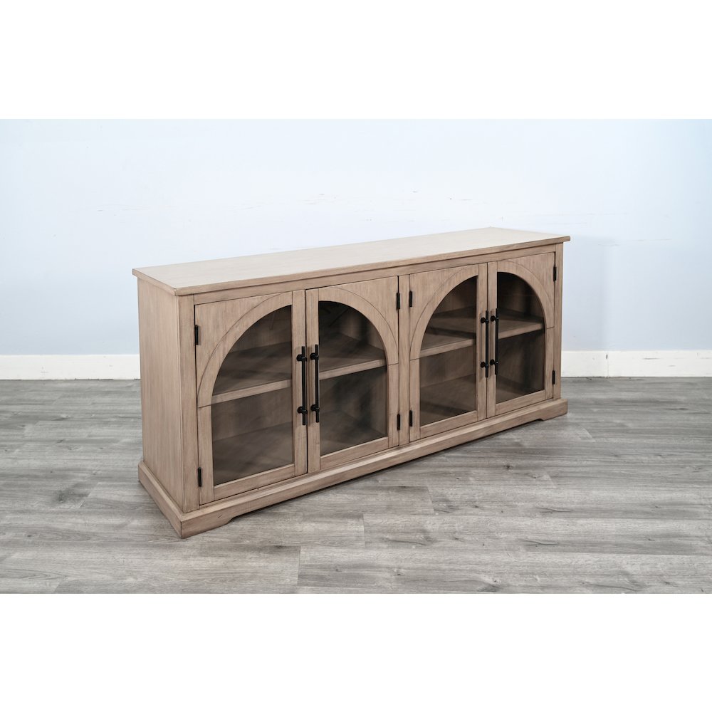 Elena Modern Wood Display Cabinet with Arched Glass Doors. Picture 4