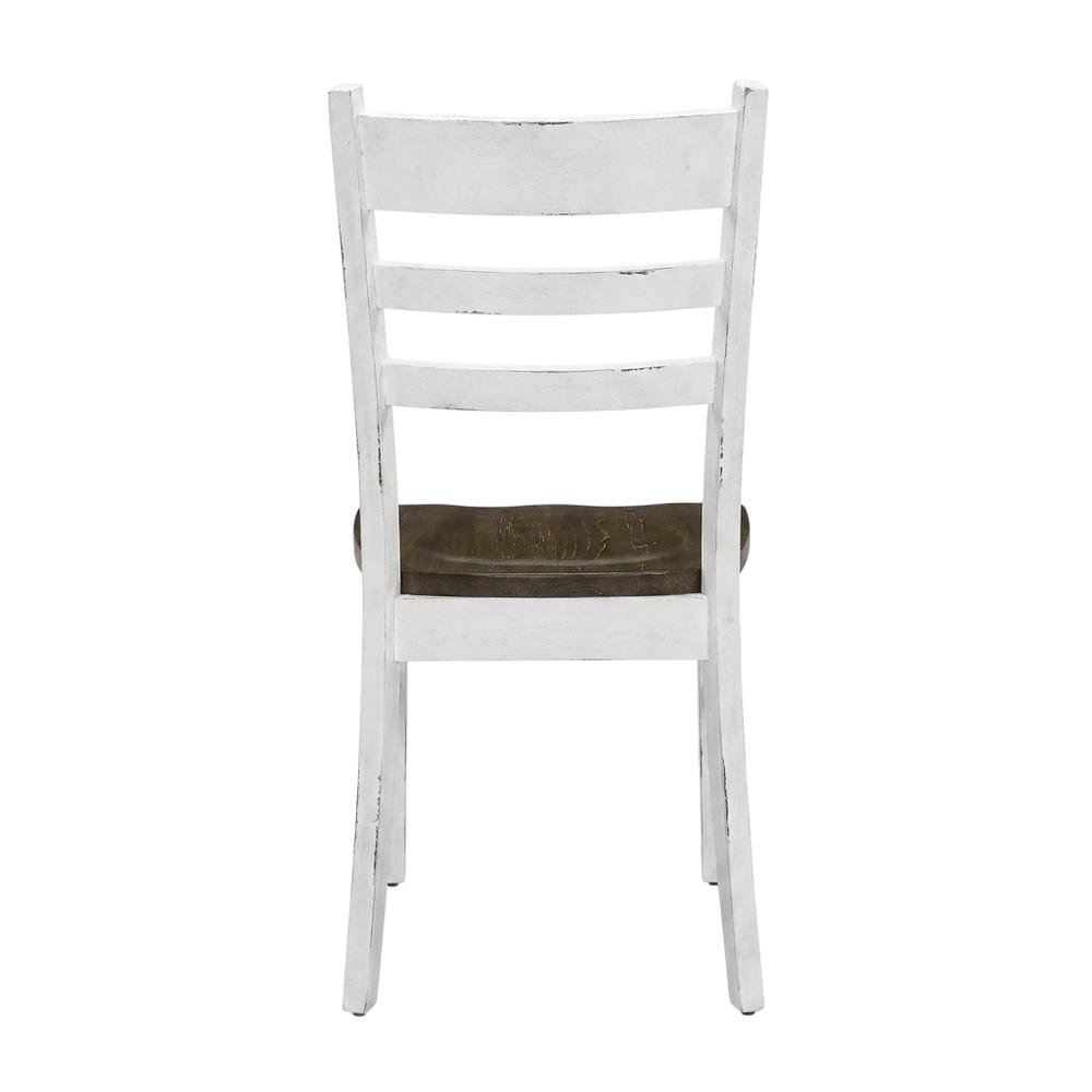 White Farmhouse Dining Chairs Set of 2 with Ladderback Design and Sturdy Frame. Picture 5