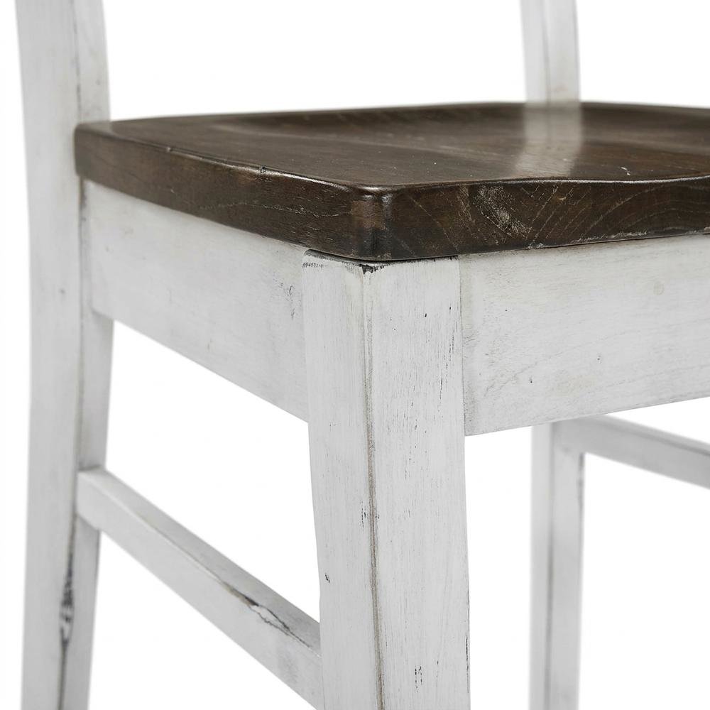 White Farmhouse Dining Chairs Set of 2 with Ladderback Design and Sturdy Frame. Picture 8